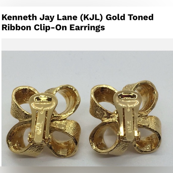 Kenneth Jay Lane Earrings Satin Gold Bow Earrings - Picture 7 of 10